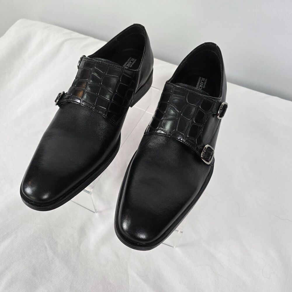 Blanco Garcia Loafer Men's 7 M Conor Double Monk Croco Slip On BG-36719 Black